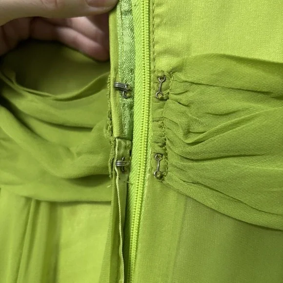 Vintage Green Ruffled Flowy Long Maxi Dress Flutter Fleece Sheer Chiffon Prom - Picture 7 of 15